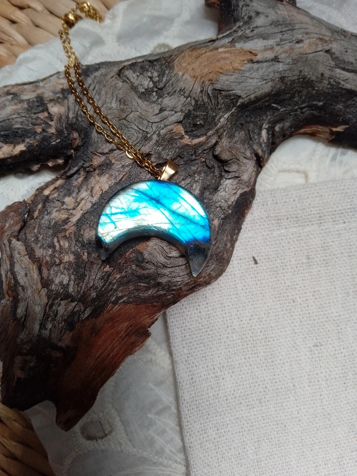 Collier lune en pierre de labradorite naturelle – photo 3